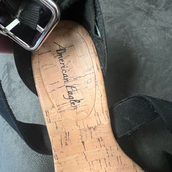 American Eagle Platform Cork High Heels Sandal with black straps - Picture 7 of 8